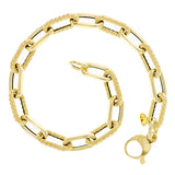Italian 14k Yellow Gold Plain & Rope Paper Clip Link Bracelet 8" 7mm 5.3 grams