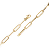 Italian 14k Yellow Gold Hollow Paper Clip Chain Bracelet 7.5" 4.3mm 2.7 grams - 7.5" 4.3mm