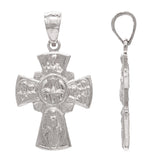 14k White Gold Four Way Cross Holy Spirit Scapular Charm Pendant 1" 3.1 grams - White