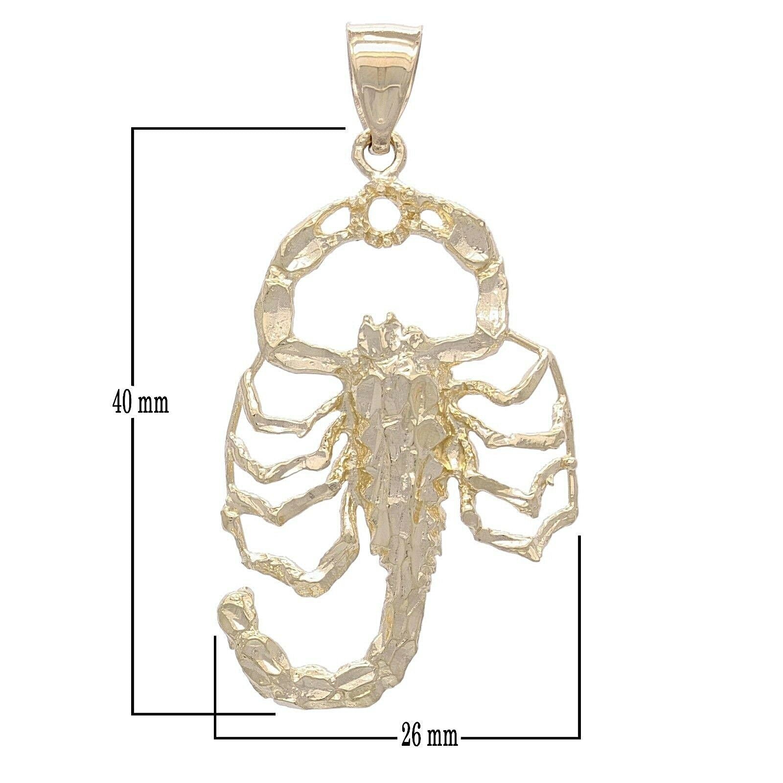 10k Yellow Gold Diamond Cut Scorpion Insect Charm Pendant 1.9" 5 grams