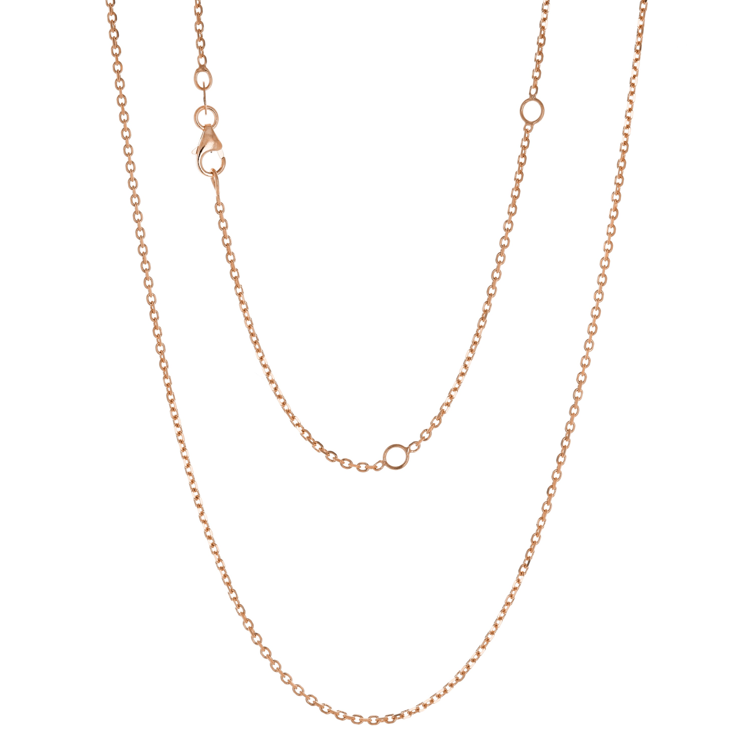 Italian 14k Rose Gold Rolo Chain Necklace Adjustable 16-20" 1.35mm 2.7 grams - Rose