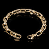 14k Yellow Gold Solid Handmade Rectangle Link Chain Bracelet 7" 9mm 54.2 grams - 7" 54.2 grams