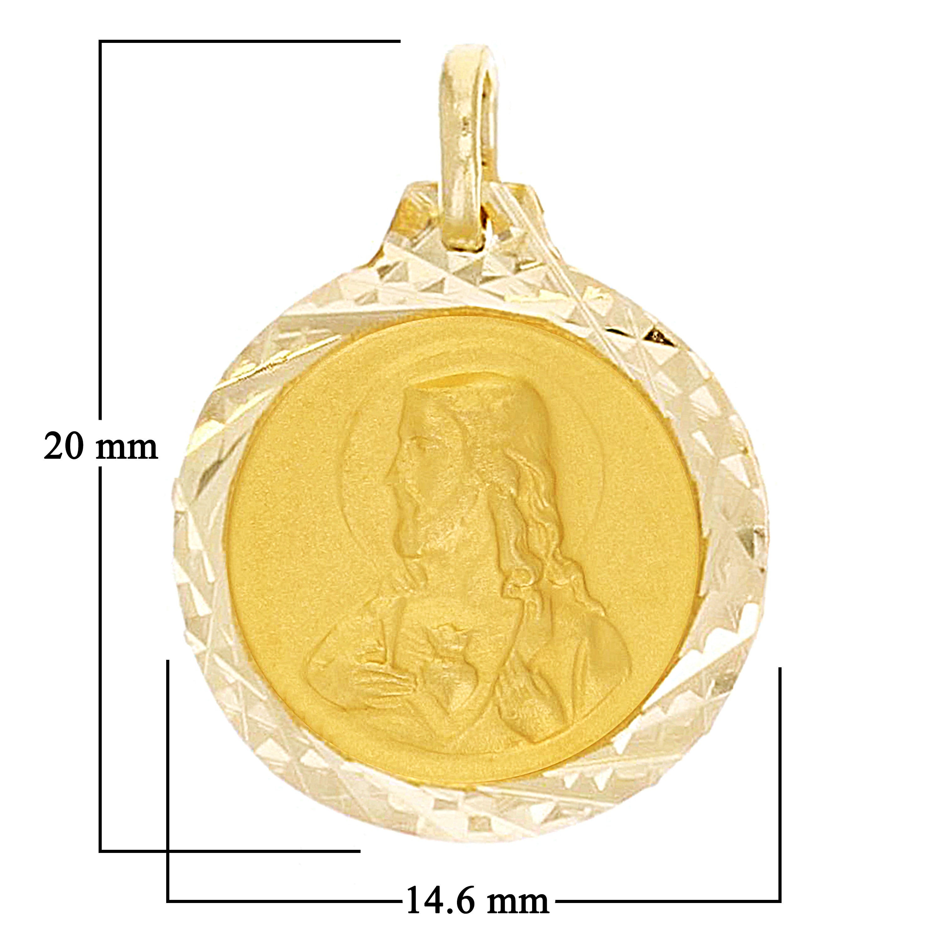 Italian 14k Yellow Gold Sacred Heart of Jesus Medal Charm Pendant 1.8 grams