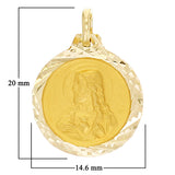 Italian 14k Yellow Gold Sacred Heart of Jesus Medal Charm Pendant 1.8 grams