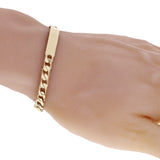14k Yellow Gold Cuban ID Bracelet Engraveable 6.5" 6mm 12.4 grams - 6.5"