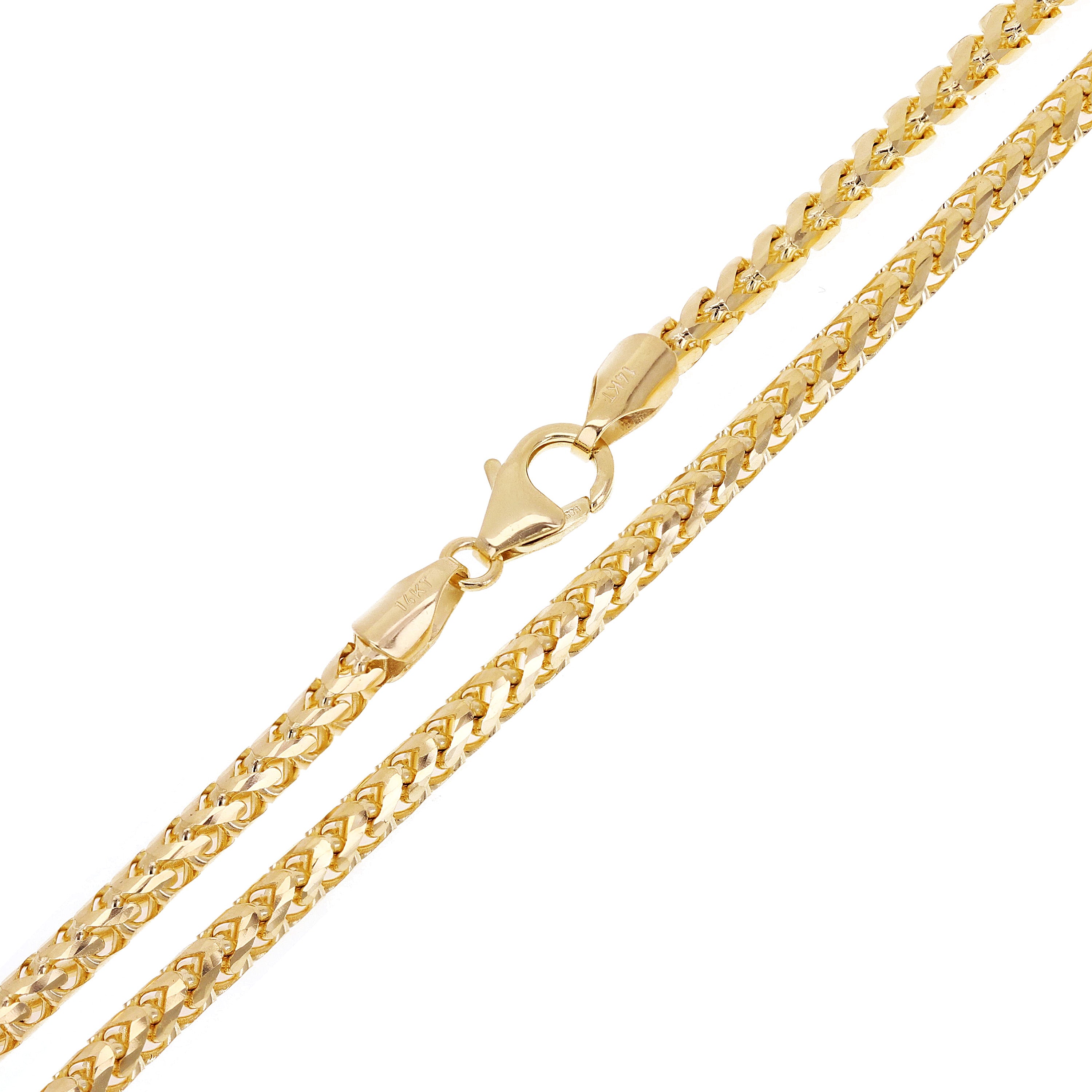 Italian 14k Yellow Gold Solid Diamond Cut Franco Chain Necklace 3.3mm 20" 28.7g - 20" 28.7 grams