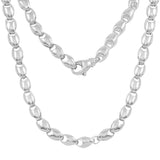 14k White Gold Handmade Fashion Link Necklace 24" 7.5mm 91 grams - White