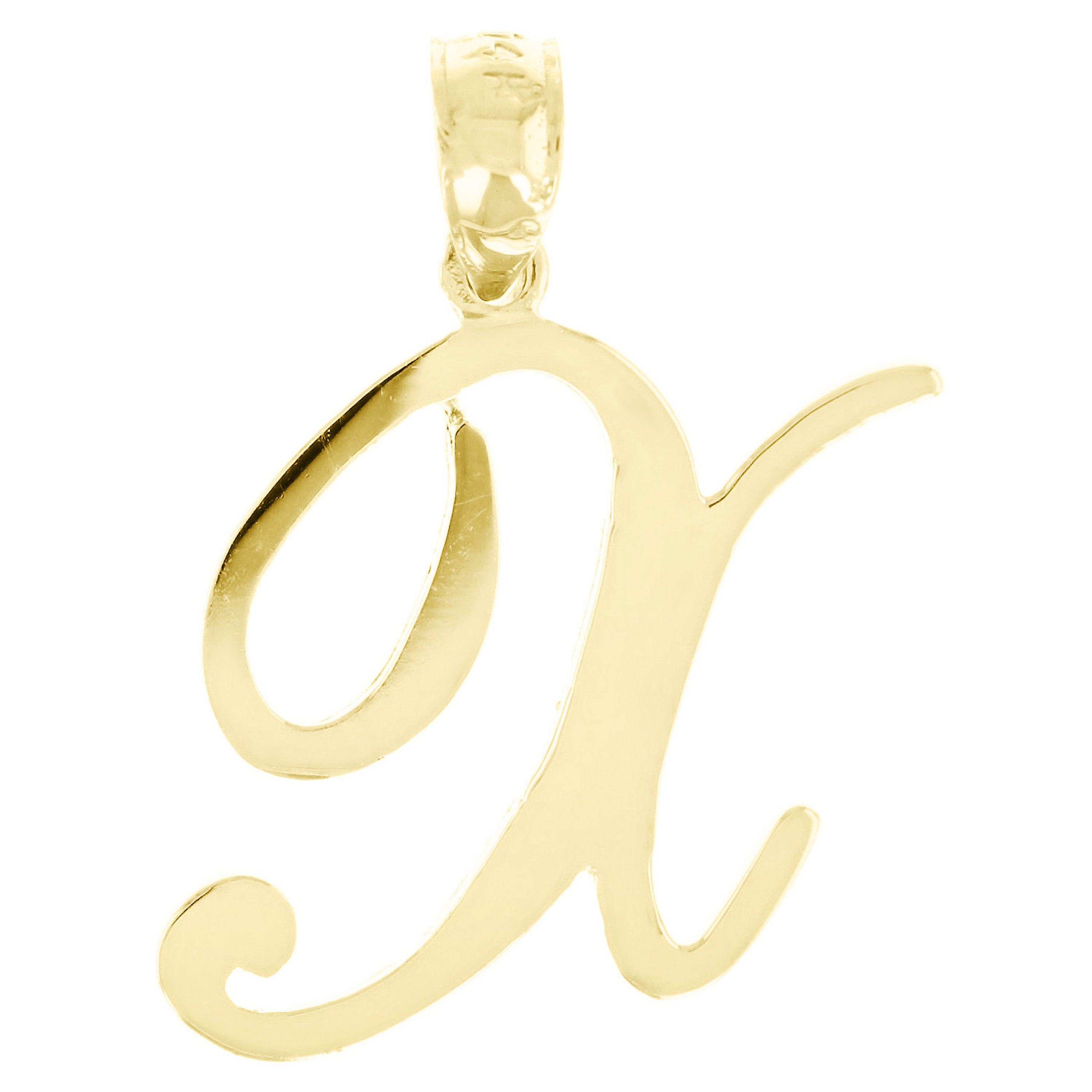 14k Yellow Gold Initial Letter X Alphabet Charm Pendant - Letter X,Yellow
