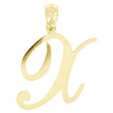14k Yellow Gold Initial Letter X Alphabet Charm Pendant - Letter X,Yellow