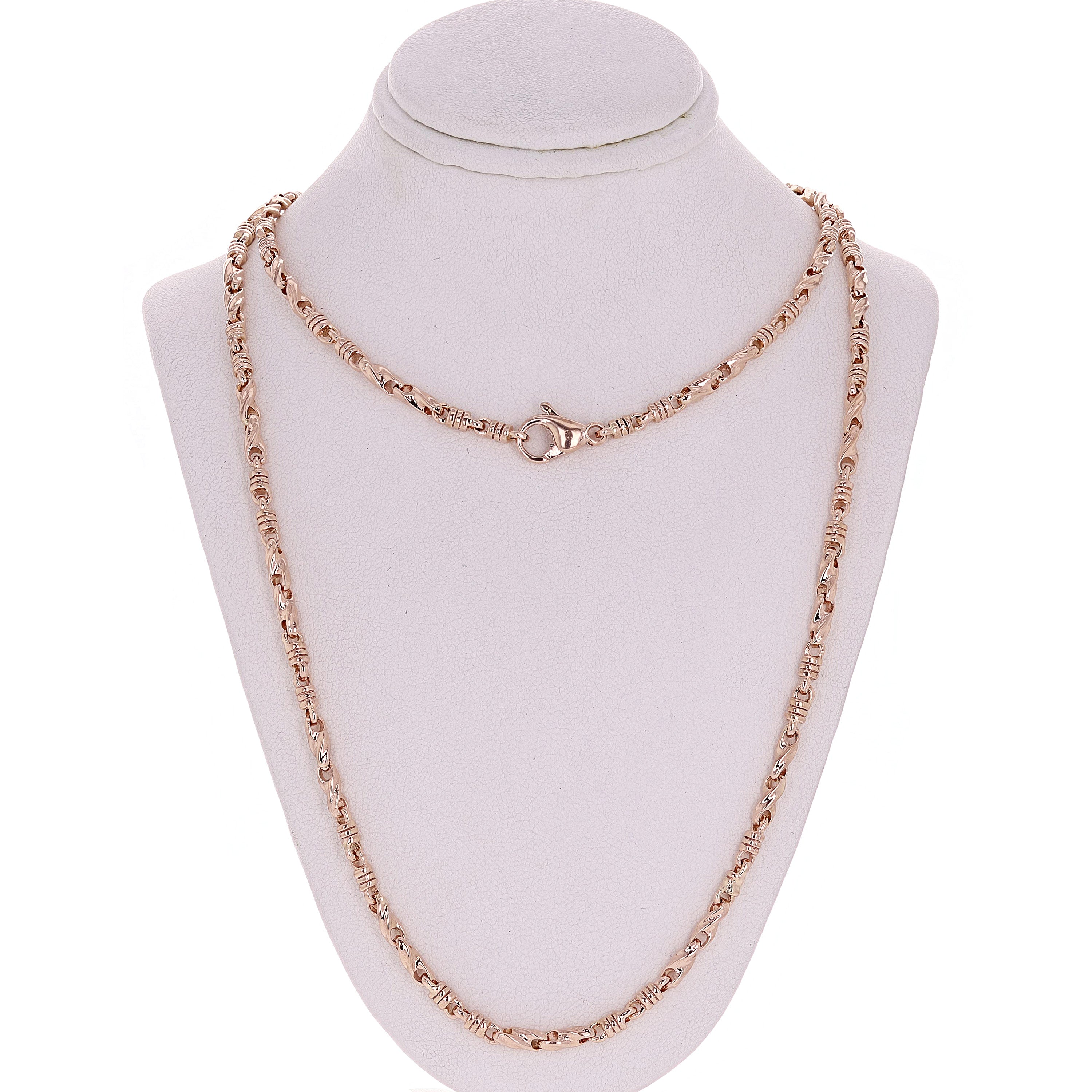 14k Rose Gold Handmade Fashion Link Necklace 18" 3.5mm 28.8 grams - Rose,18"