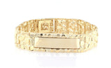 10k Yellow Gold Nugget ID Bracelet Adjustable 8" 15.8mm 36.8 grams