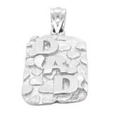 10k White Gold Solid DAD Nugget Pendant Rectangle Charm 1.1" - 2.1 grams - White