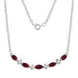 14k White Gold Diamond and Ruby Necklace 18" - Ruby