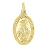 Italian 14k Yellow Gold Mother Mary Miraculous Medal Charm Pendant 1" 1.5 grams