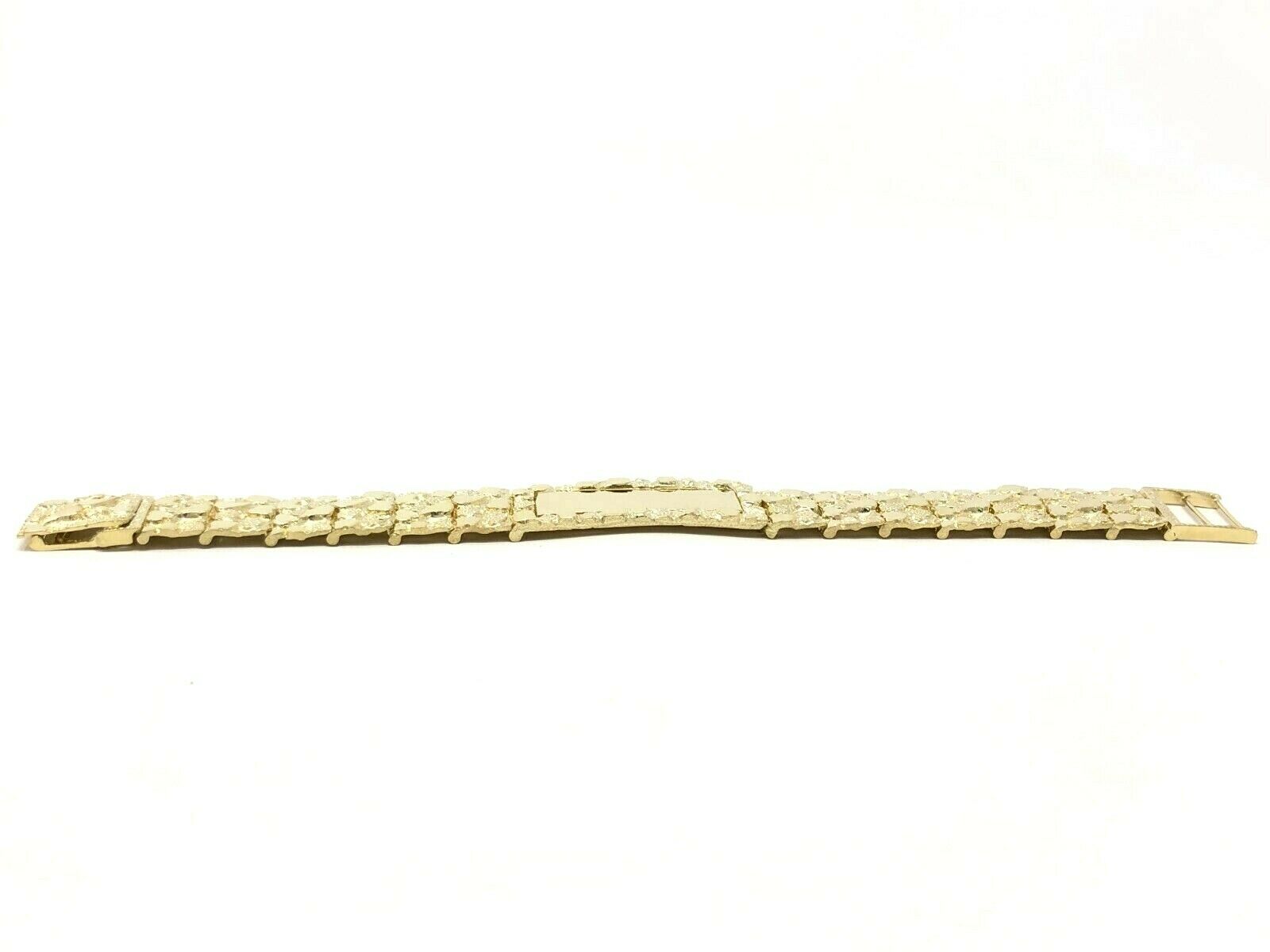 Men's 10k Yellow Gold Nugget ID Bracelet Adjustable 7.75" 18.9mm 49.7 grams
