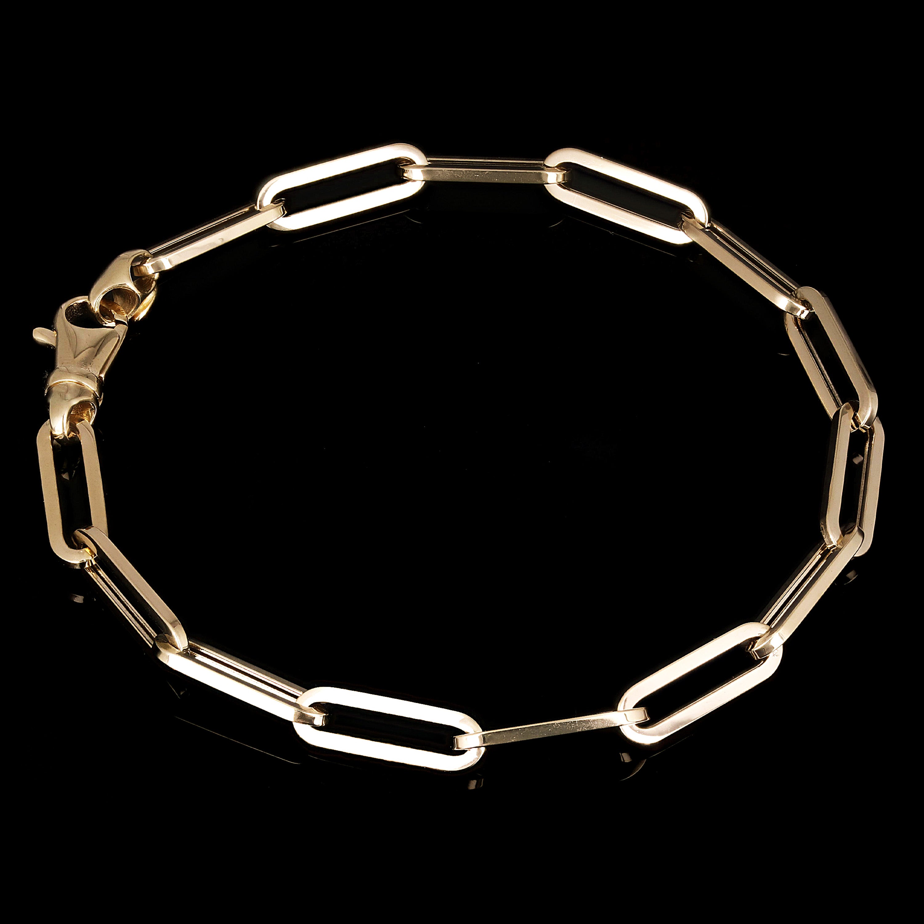 Italian 14k Yellow Gold Hollow Paper Clip Chain Bracelet 7.75" 4.9mm 4.5 grams - 7.75" 4.5 grams