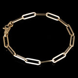 Italian 14k Yellow Gold Hollow Paper Clip Chain Bracelet 7.75" 4.9mm 4.5 grams - 7.75" 4.5 grams