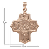 14k Rose Gold Holy Spirit Scapular Four Way Cross Charm Pendant 1" 5.6 grams - Rose