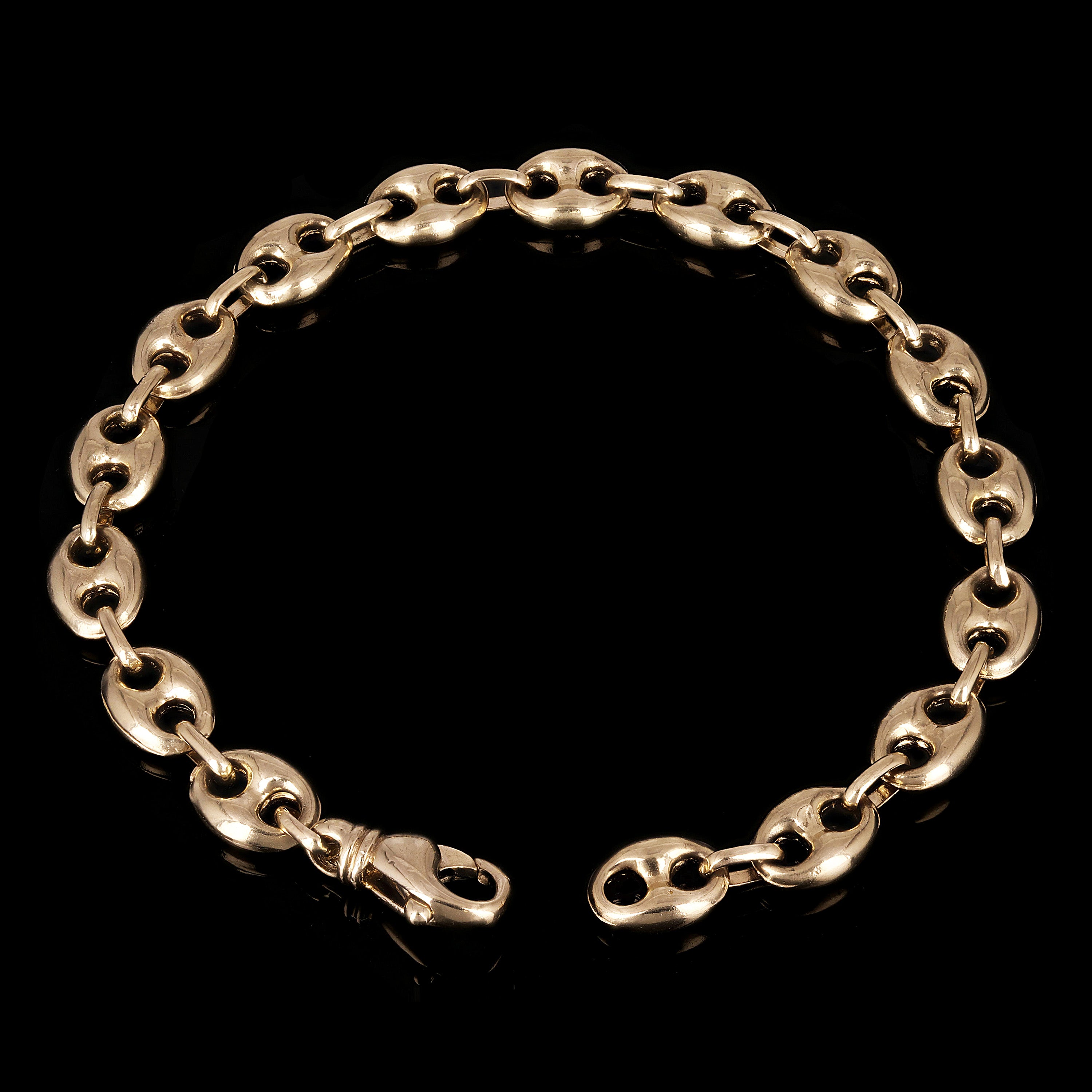 14k Yellow Gold Solid Gucci Mariner Link Chain Bracelet 7" 8.8mm 27 grams - 7"