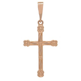 14k Rose Gold Cross Charm Pendant with Flower Religious 1.3" 1.4 grams - Rose