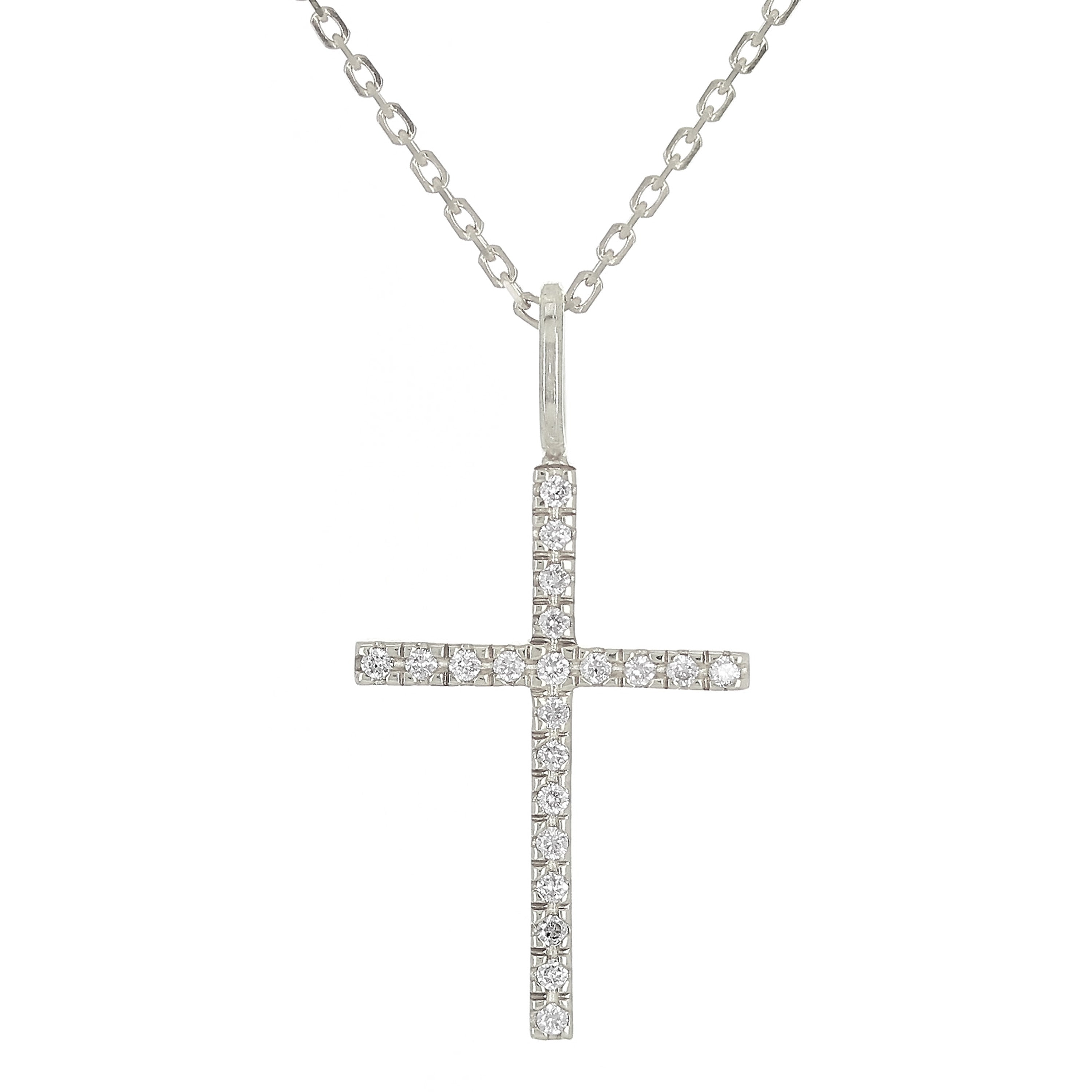14k Yellow White or Rose Gold Diamond Cross Charm Pendant