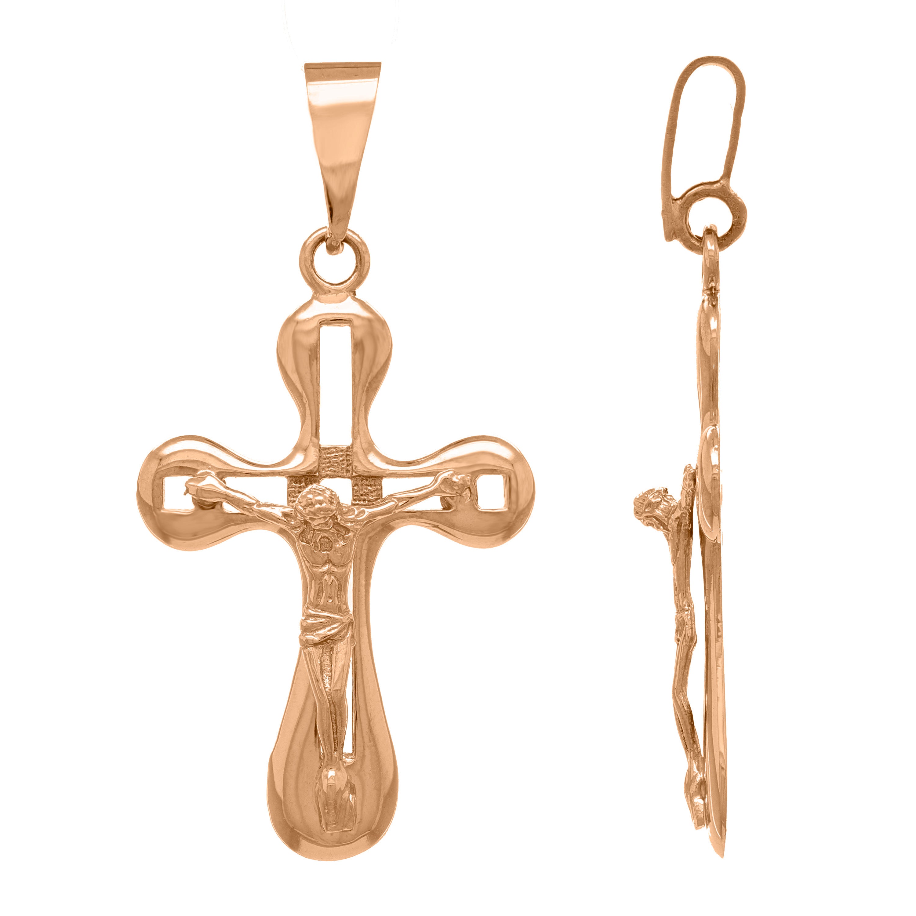 14k Rose Gold Jesus Christ Crucifix Cross Religious Charm Pendant 3.3 grams