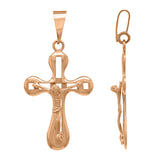 14k Rose Gold Jesus Christ Crucifix Cross Religious Charm Pendant 3.3 grams