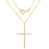 14k Yellow Gold Diamond Cross Pendant Necklace 18" - Yellow