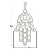 14k White Gold Hamsa Hand Of Fatima Evil Eye Pendant - White