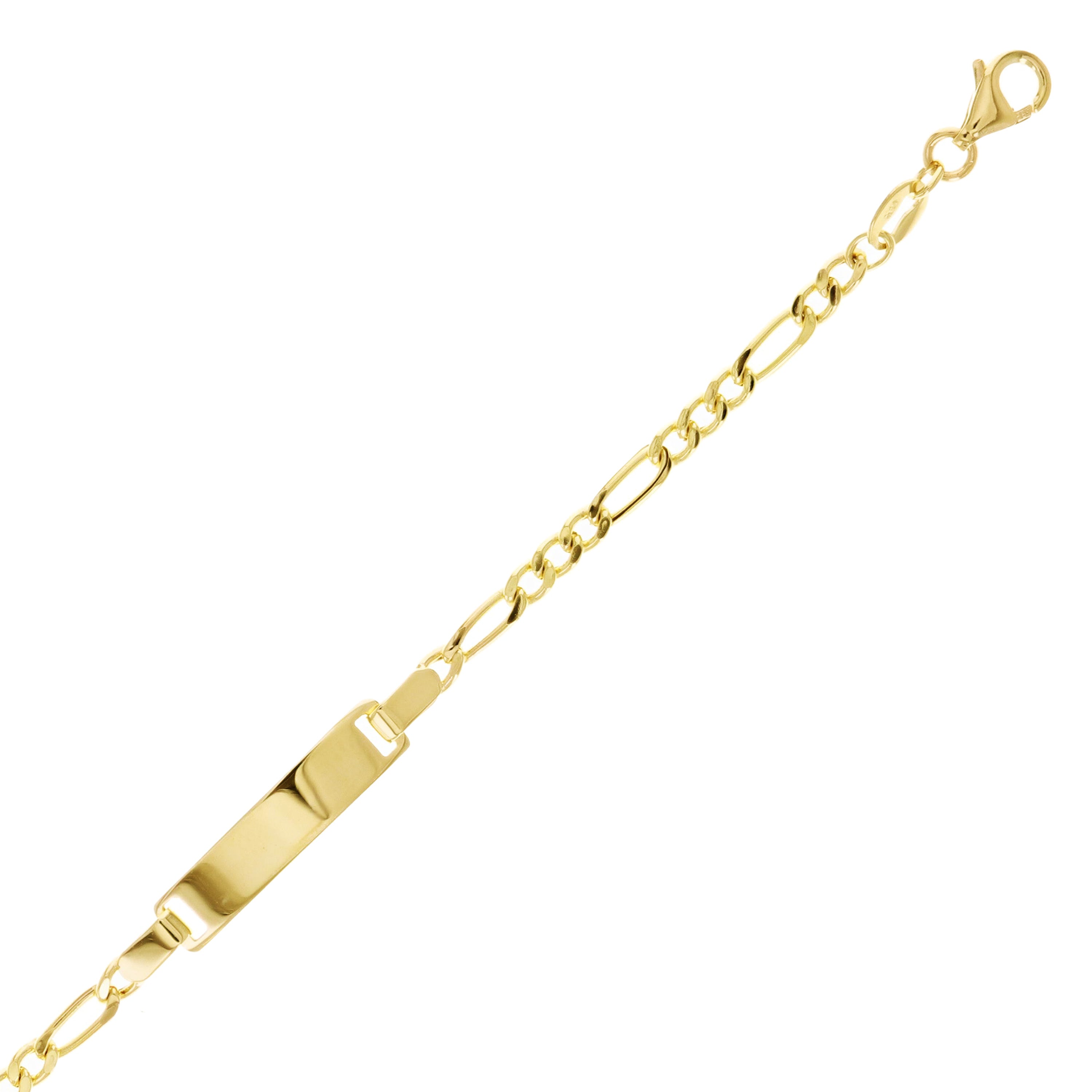 Italian 14k Yellow Gold Engravable Baby Kid ID Figaro Bracelet 5.5" 1.7 grams
