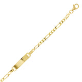Italian 14k Yellow Gold Engravable Baby Kid ID Figaro Bracelet 5.5" 1.7 grams