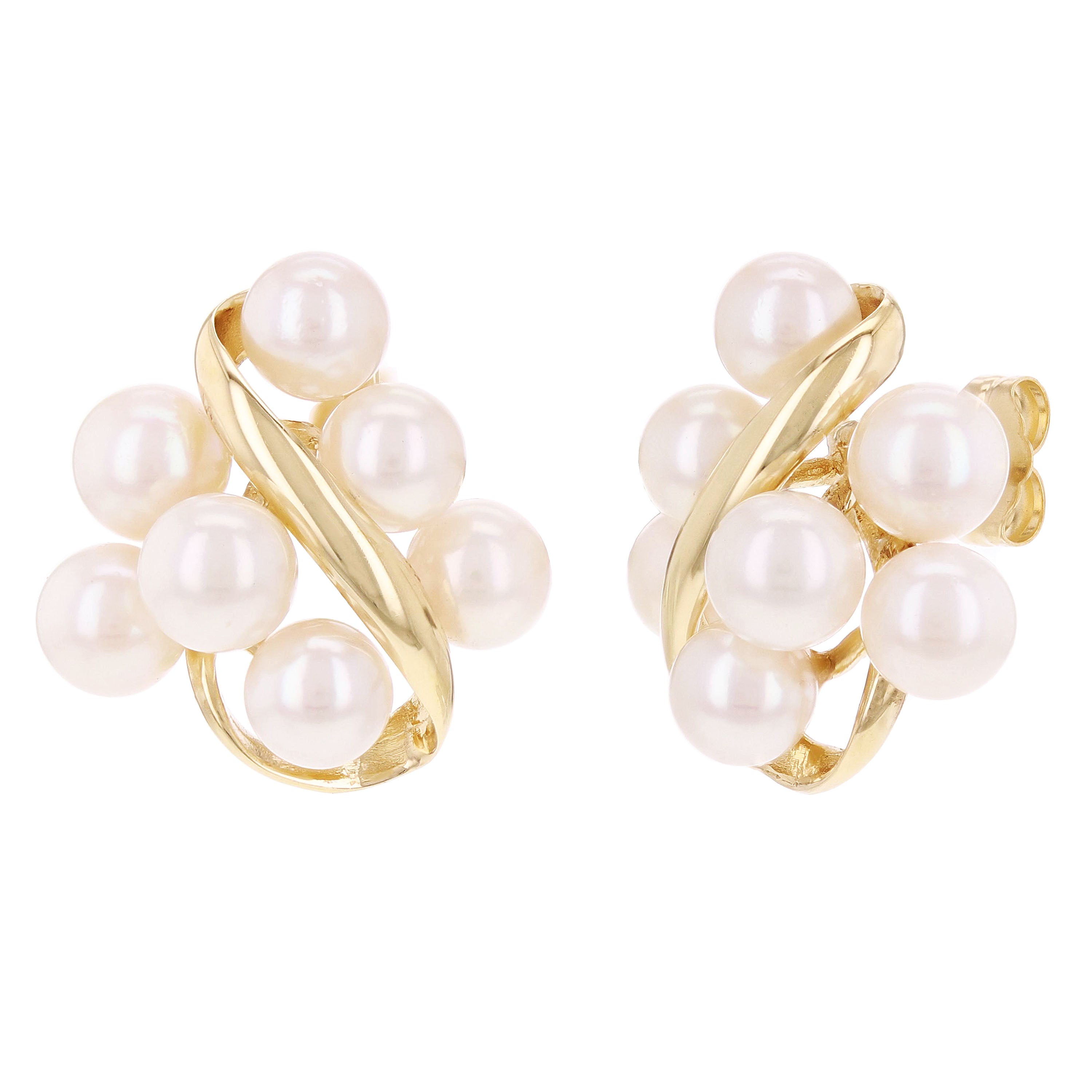 14k Yellow Gold Infinity Fresh Water Pearls Stud Earrings 20mmx16.7mm 5.7 grams