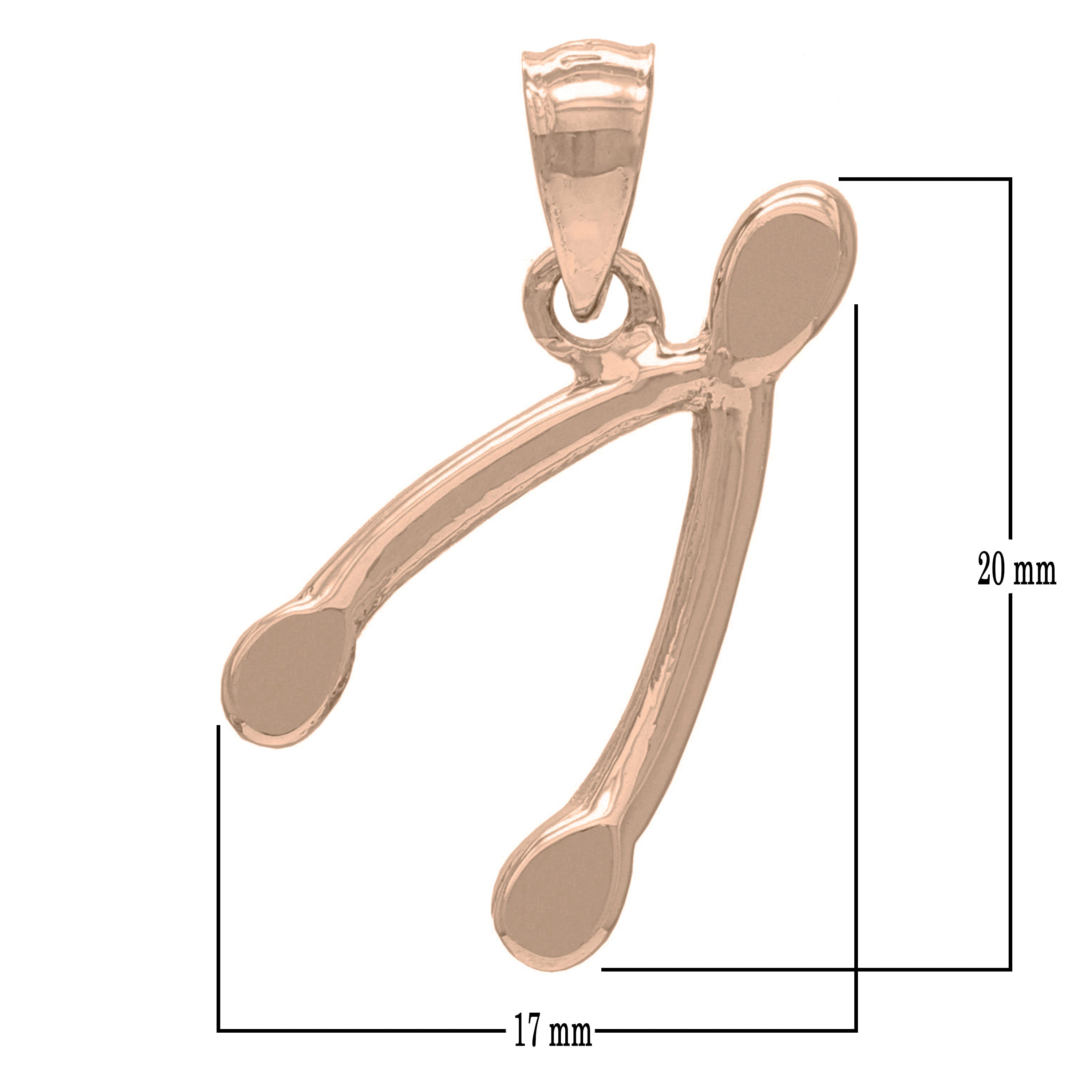 14k Rose Gold Wishbone Good Luck Charm Pendant - Rose