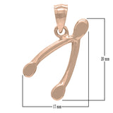 14k Rose Gold Wishbone Good Luck Charm Pendant - Rose