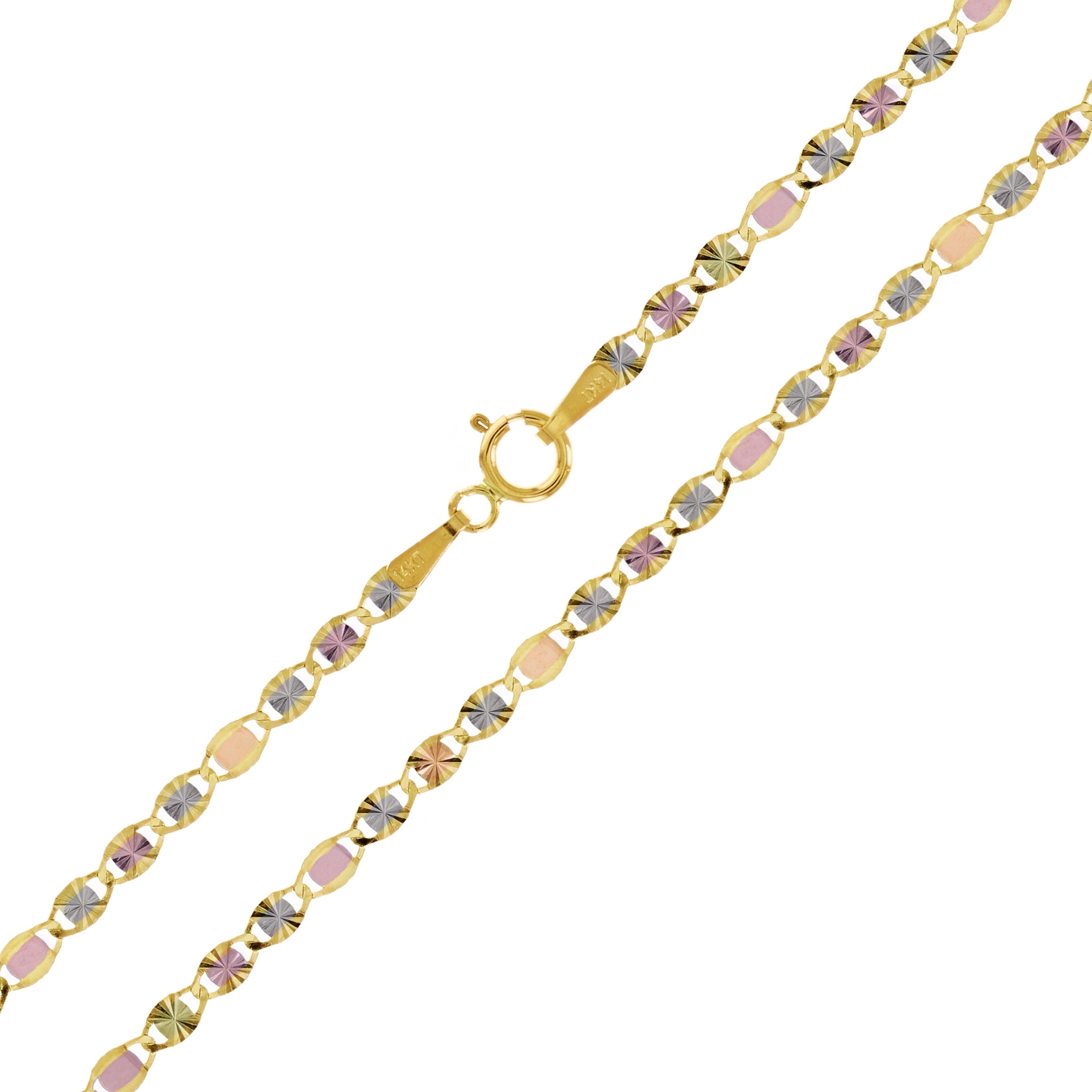 Italian 14k Tri-Color Gold Diamond Cut Valentino Chain Necklace 16" 2.6mm 2 grams - 16" 2 grams