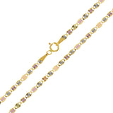 Italian 14k Tri-Color Gold Diamond Cut Valentino Chain Necklace 16" 2.6mm 2 grams - 16" 2 grams
