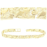 14k Yellow Gold Solid Nugget Bracelet Adjustable 7" 5.5mm 10-11 grams - 7"