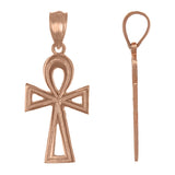 14k Rose Gold Egyptian Ankh Cross Charm Pendant 1" 1.2 grams - Rose