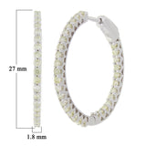 14k White Gold 1ctw Diamond Inside Out Two-Sided Round Hinged Hoop Earrings