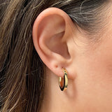 Italian 14k Yellow Gold Polished Hollow Square Tube Oval Hoop Earrings