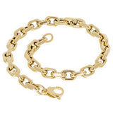 Italian 14k Yellow Gold Hollow Oval Link Rolo Chain Bracelet 8.25" 7.7mm 7.8g