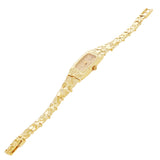 14k Yellow Gold Nugget Link Wrist Band with Geneve Diamond Watch 7-7.5" 24 grams