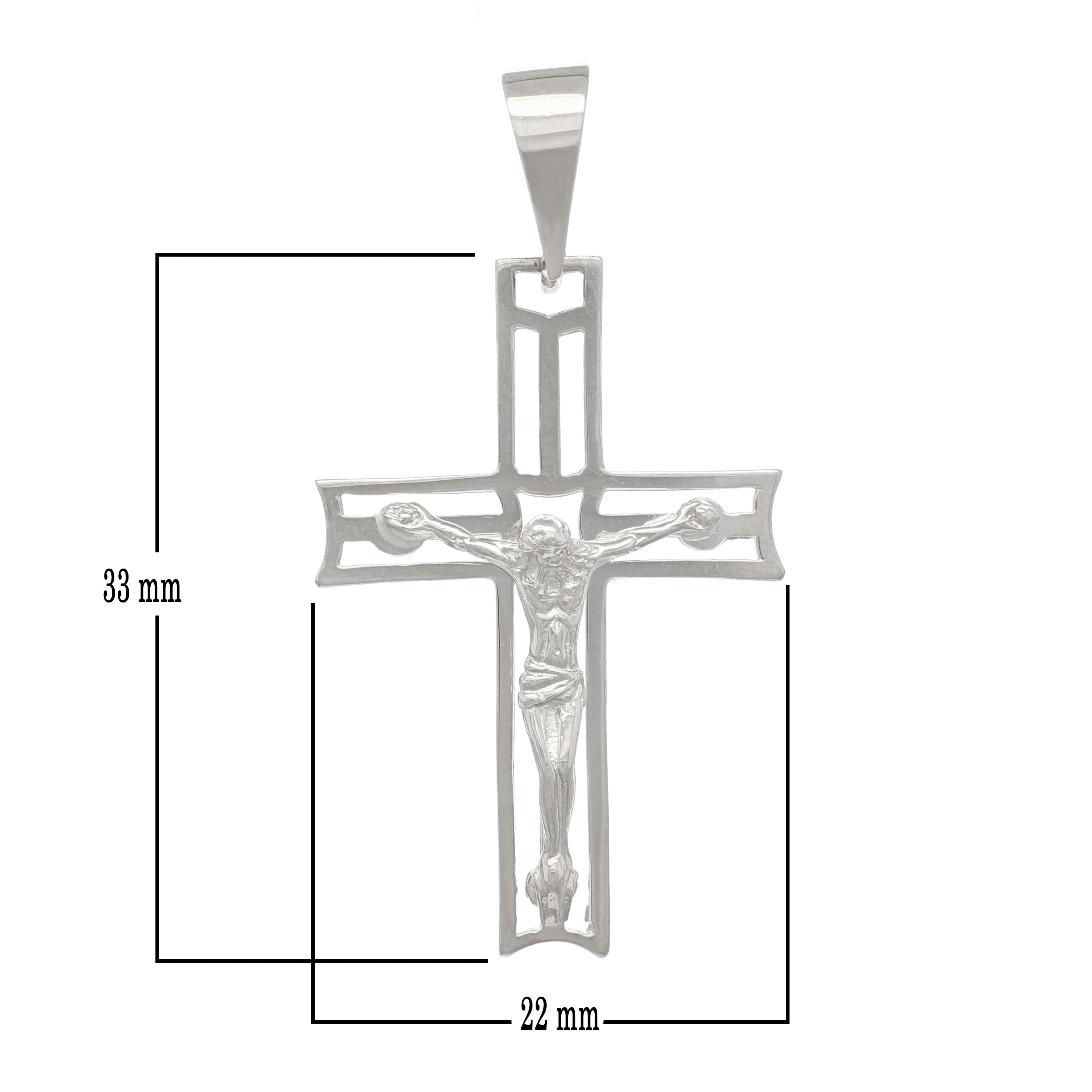 14k White Gold Jesus Christ Crucifix Cross Religious Charm Pendant 2.4 grams - White
