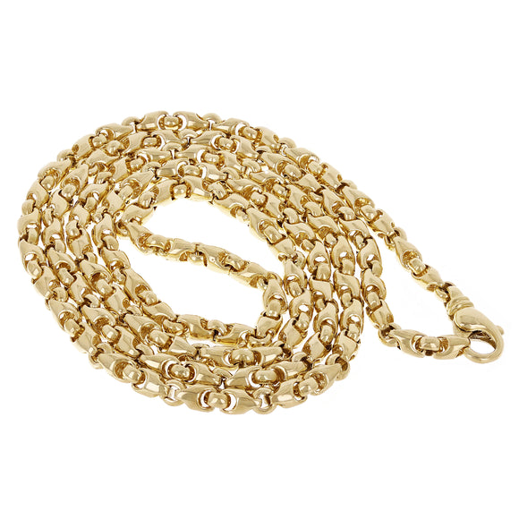 Men's Solid 10k Yellow Gold Handmade Fashion Link Necklace 28