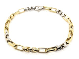 14k Two Tone Gold Handmade Fashion Link Bracelet 8.25" 5.5mm 17.3 grams