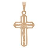 14k Rose Gold Jesus Christ Crucifix Cross Religious Charm Pendant 1.4" 2.6 grams - Rose