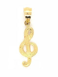 14k Yellow Gold Treble Clef Music Note Charm Pendant 0.9 gram