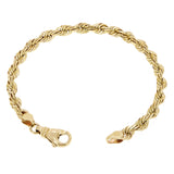 14k Yellow Gold Solid Diamond Cut Rope Chain Bracelet 7.5" 6mm 19.8 grams