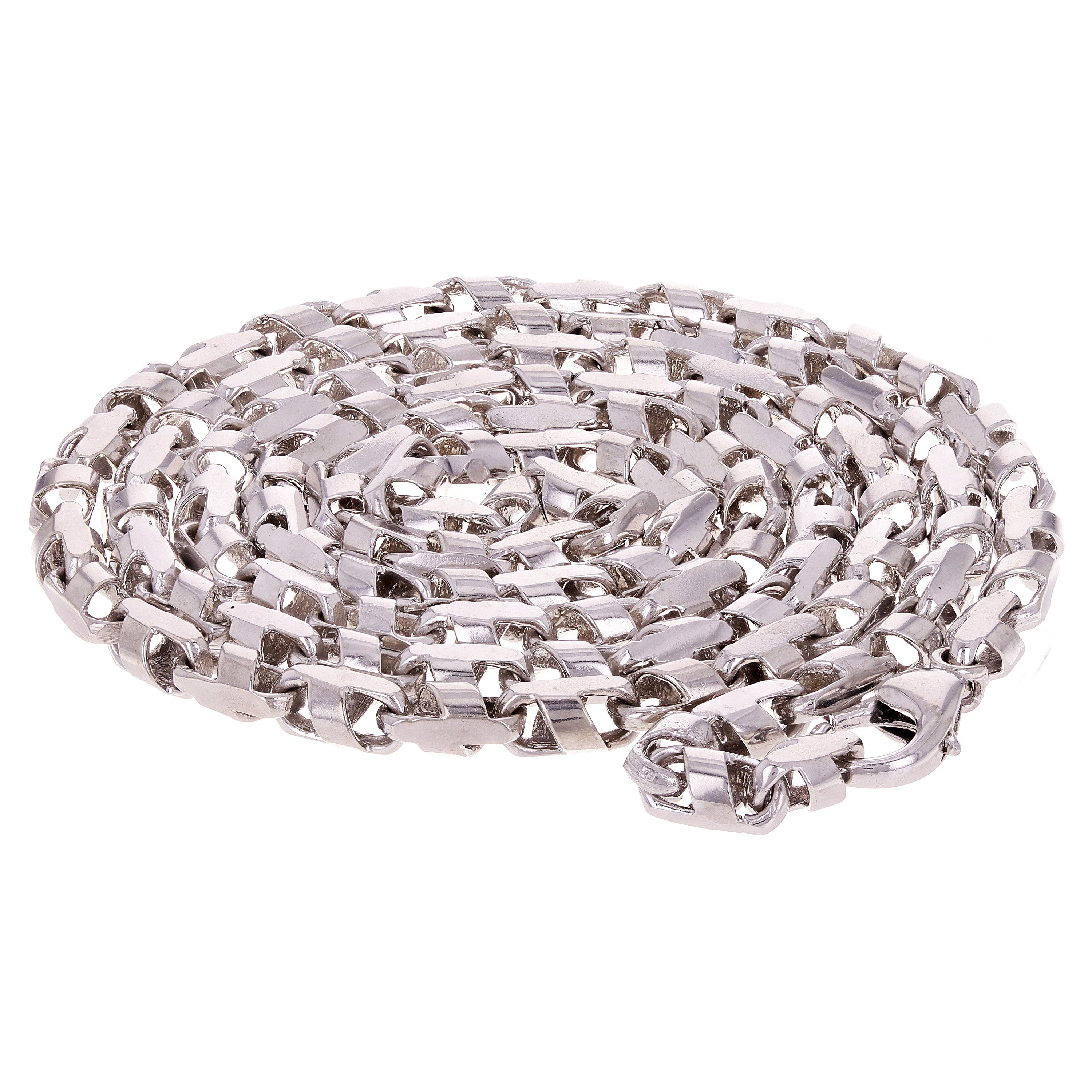 14k White Gold Handmade Fashion Link Necklace 24" 4.5mm 42.5 grams - White,24"