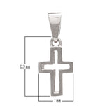 14k White Gold Small Double Sided Open 3D Cross Religious Charm Pendant 1.2g - White